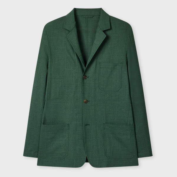 Paul Smith Dark Green Overdyed Marl Wool Three-button Blazer In Green