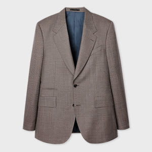 Paul Smith Brown Mix-up Check Wool Blazer Pink