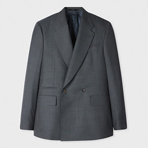 Paul Smith Green Check Wool Double-breasted Blazer In Green