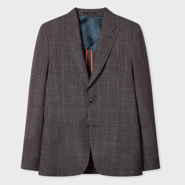 Paul Smith Mauve Check Stretch-wool Buggy-lined Blazer Purple In Purple
