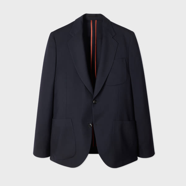 Paul Smith A Suit To Travel In - Navy Wool Patch-pocket Blazer Blue In Animal Print