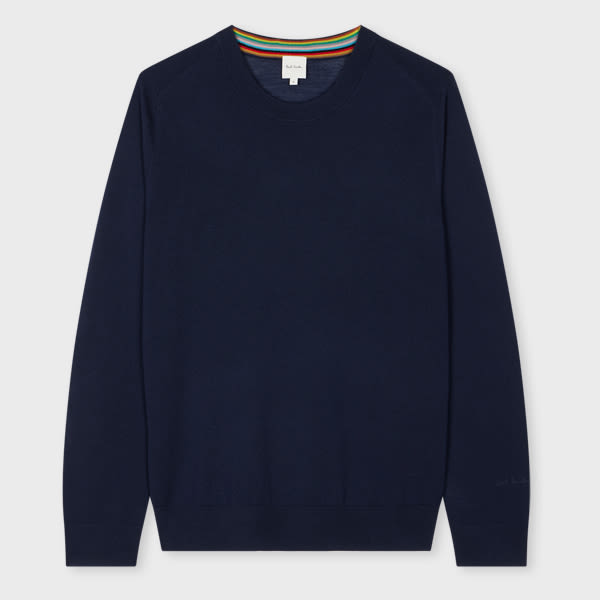 Paul Smith Navy Blue Merino Wool Sweater