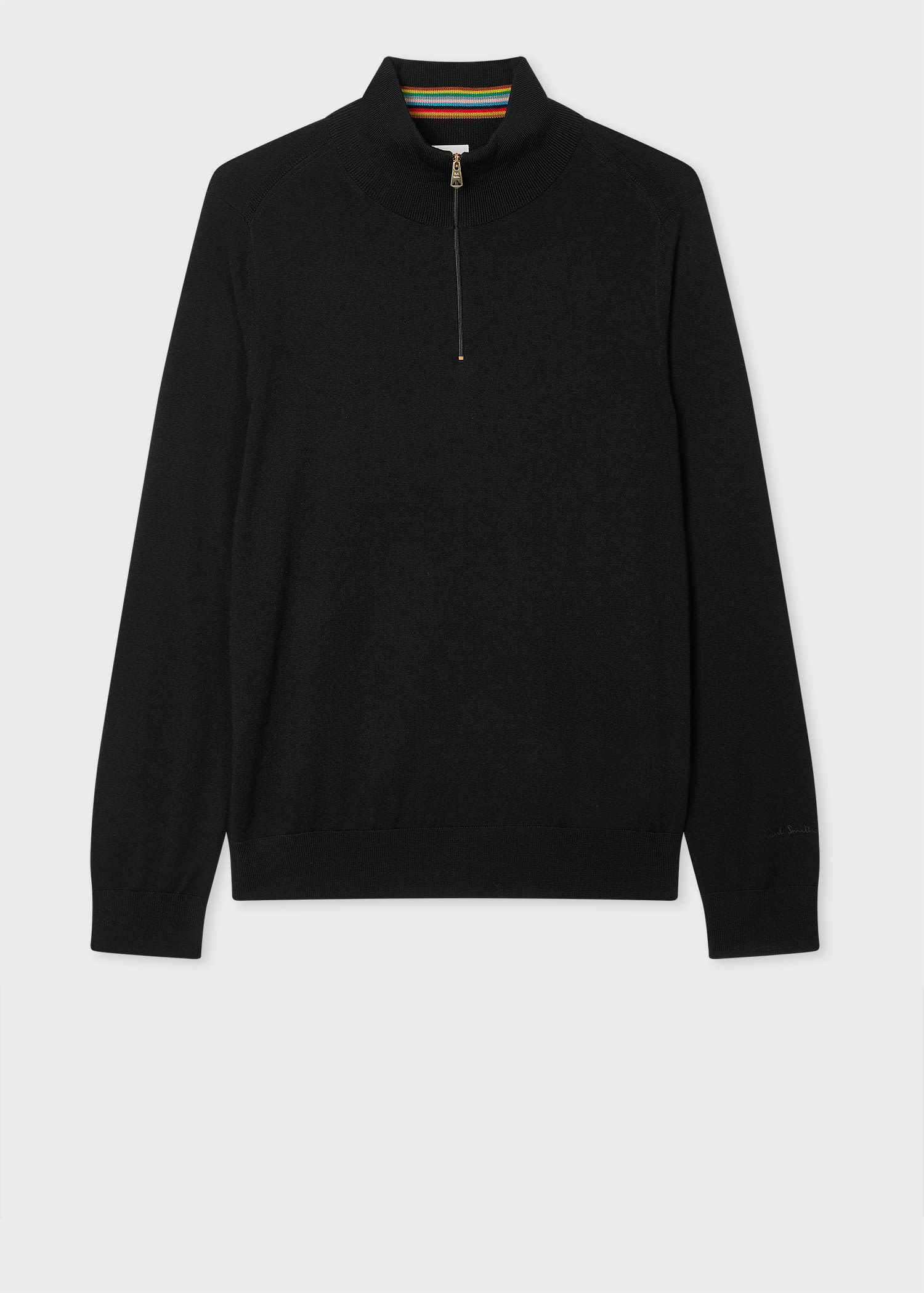 Paul Smith Merino Wool Half-zip Sweater In Black