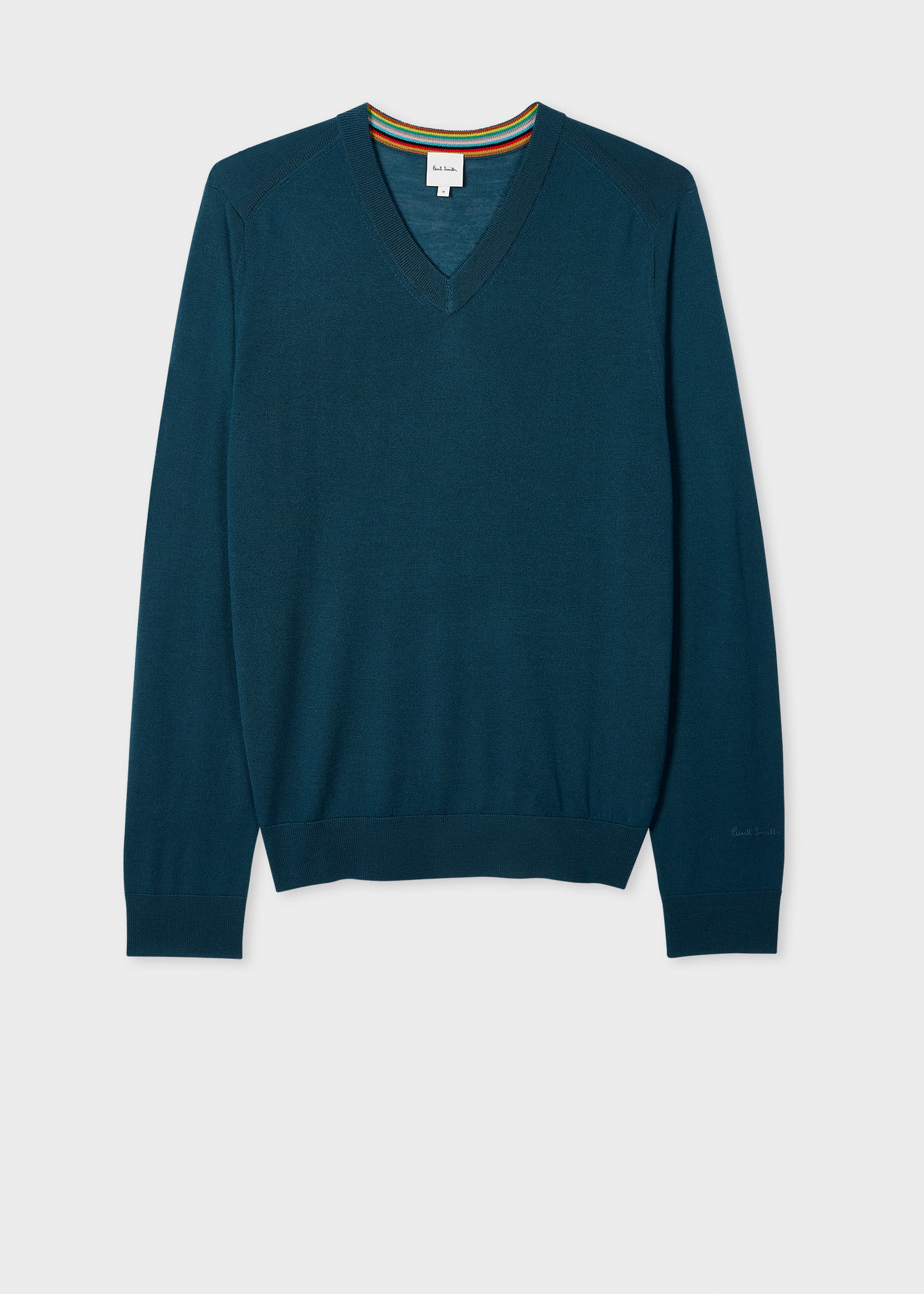 Paul Smith Petrol Blue Merino Wool V-Neck Sweater