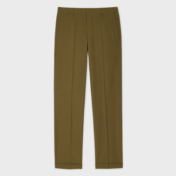 Paul Smith Slim-fit Khaki Poplin Chinos Green In Green