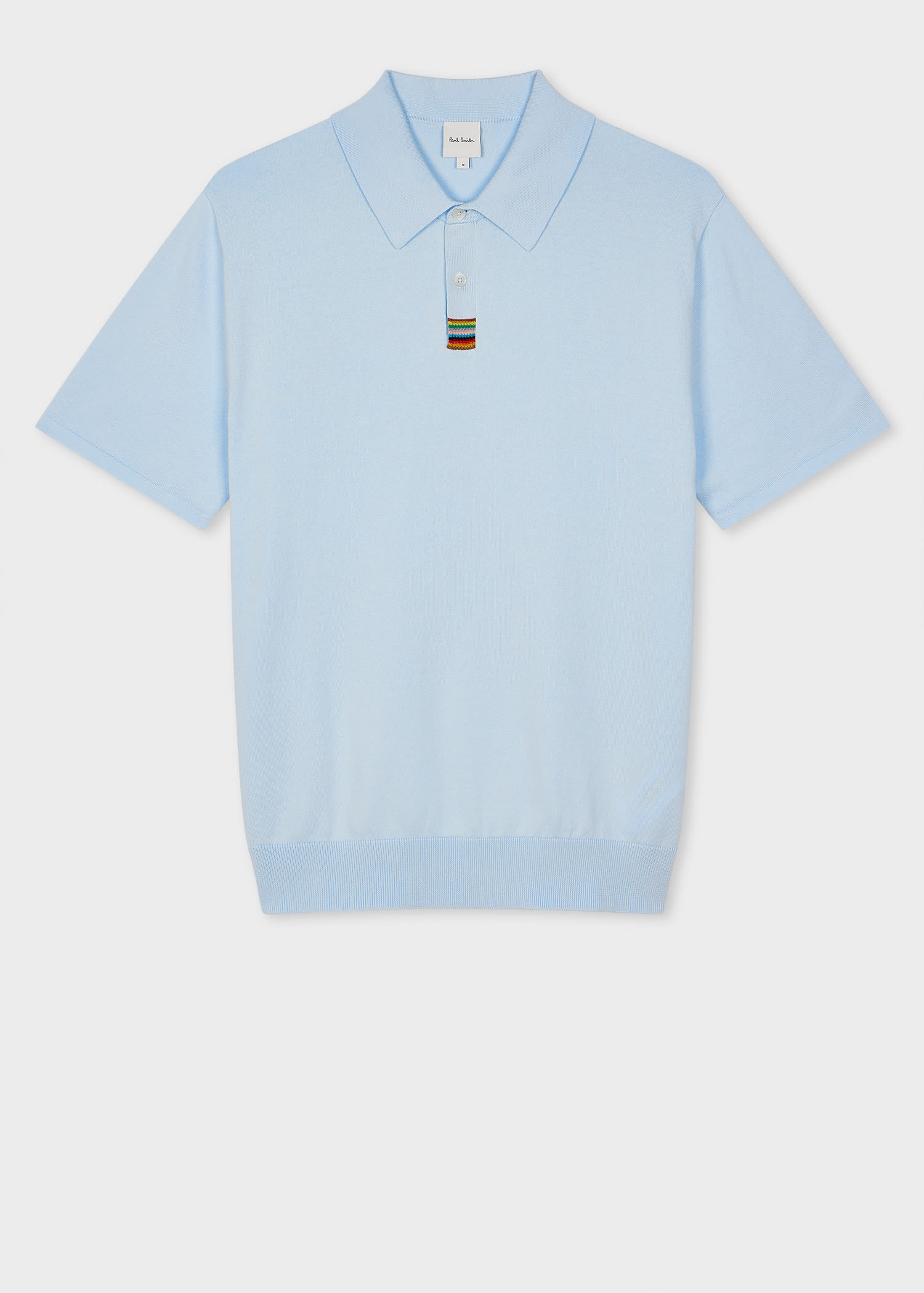 Paul Smith Pale Blue Organic Cotton 'Signature Stripe' Knitted Polo Shirt