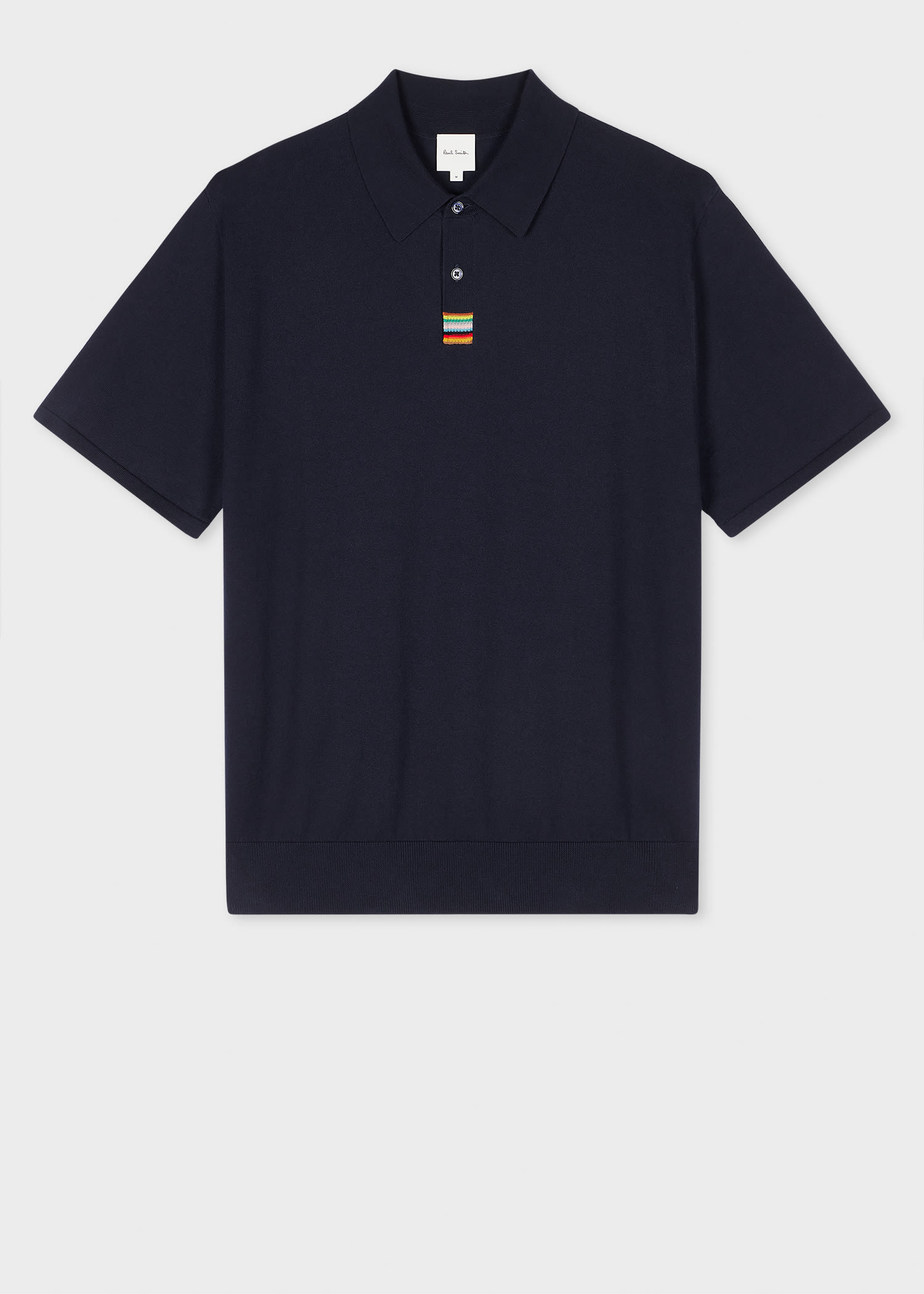 PAUL SMITH NAVY ORGANIC COTTON 'SIGNATURE STRIPE' KNITTED POLO SHIRT BLUE