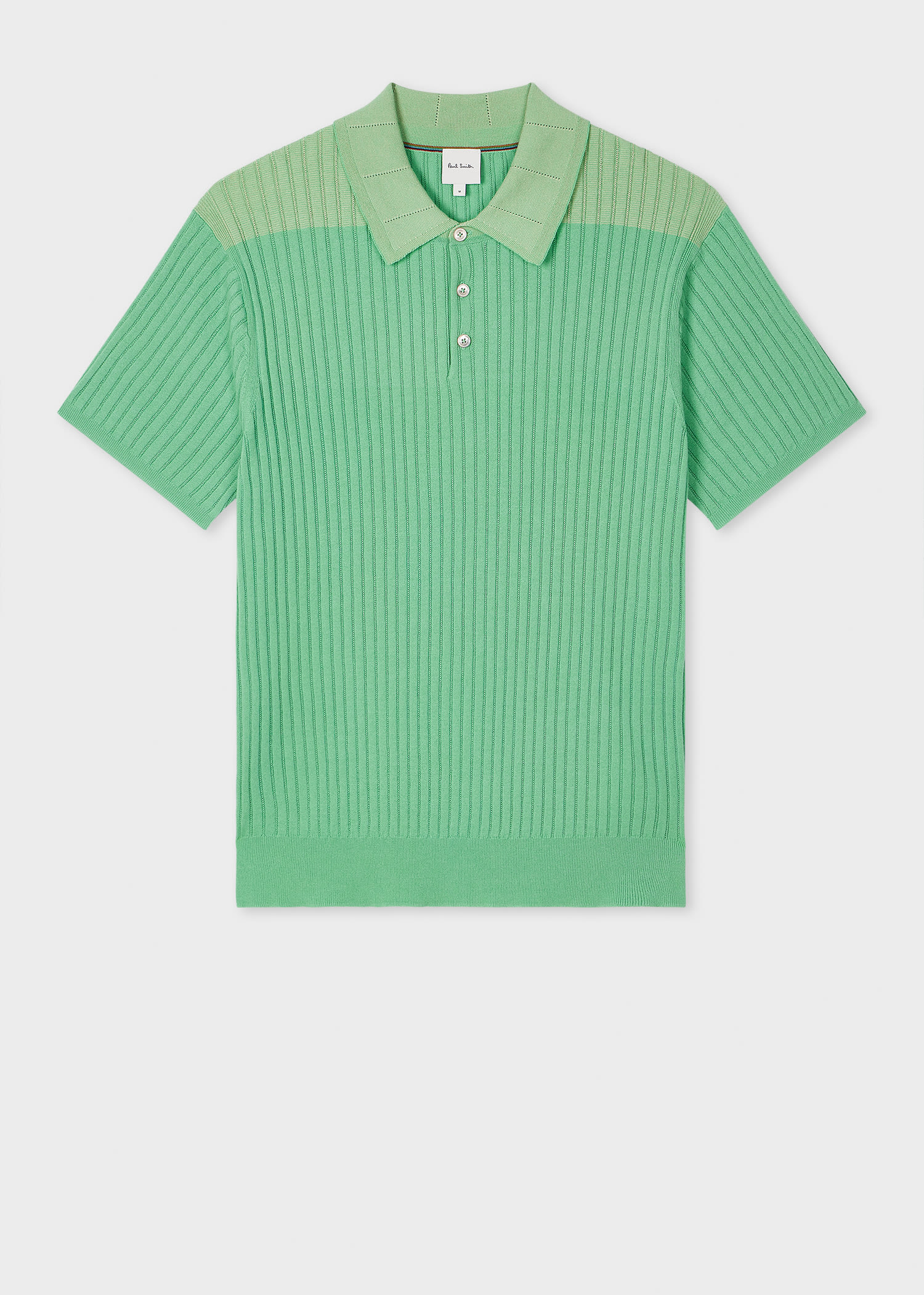 Paul Smith Green Organic Cotton Rib Knit Polo Shirt In Green