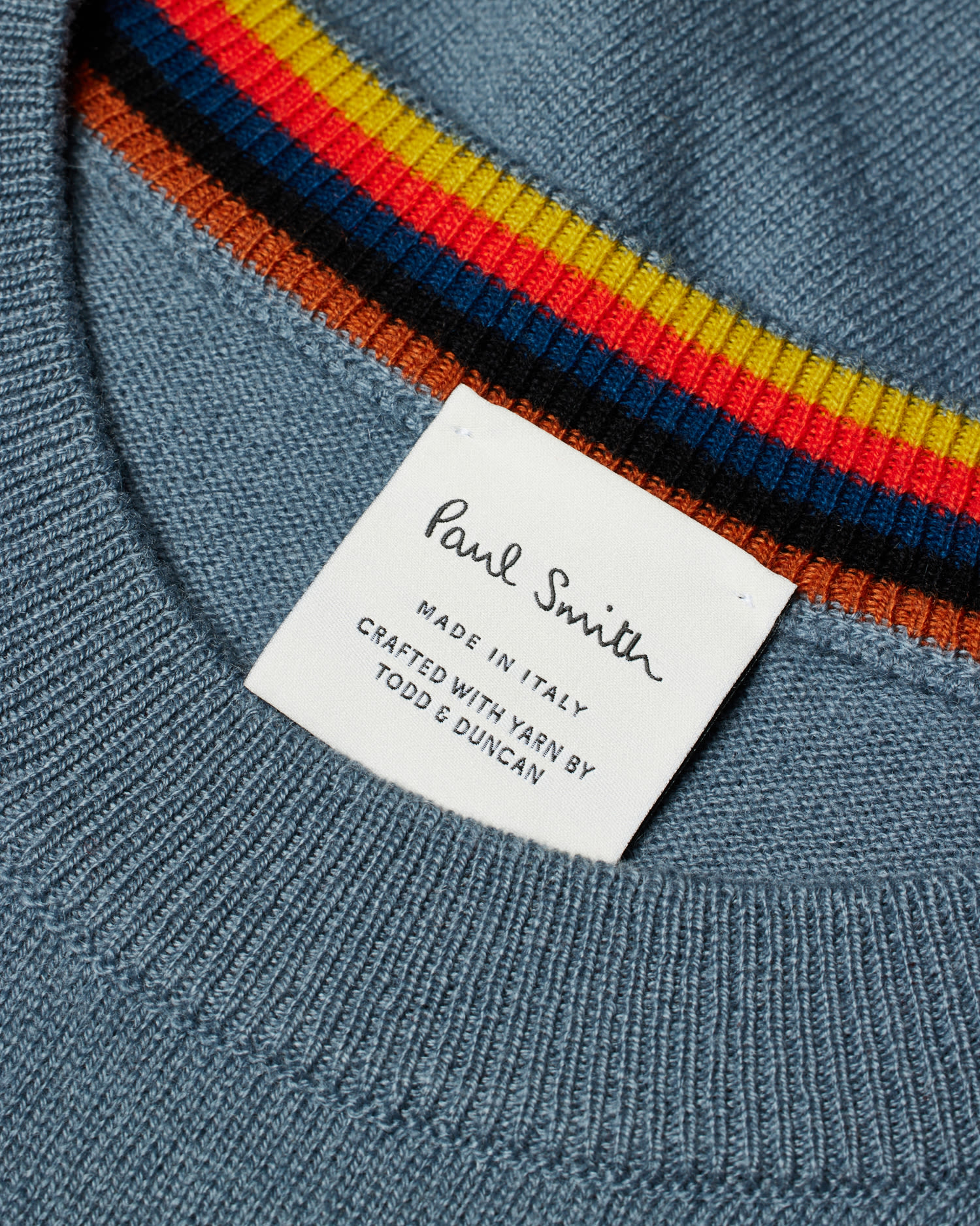Paul Smith Stone Blue Cashmere Crew Neck Sweater
