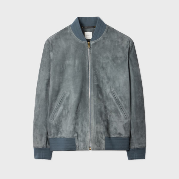 Paul Smith Steel Blue Suede Bomber Jacket