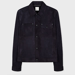PAUL SMITH NAVY SUEDE SHORT JACKET BLUE 