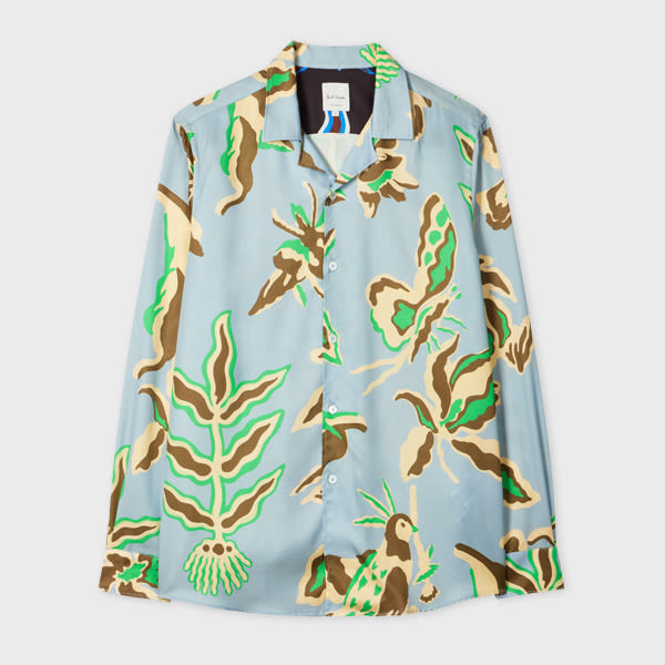 Paul Smith Blue Lyocell 'Bohemia' Print Shirt