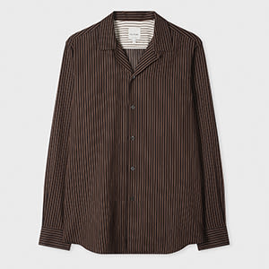 Paul Smith Brown Stripe Viscose-blend Shirt In Brown