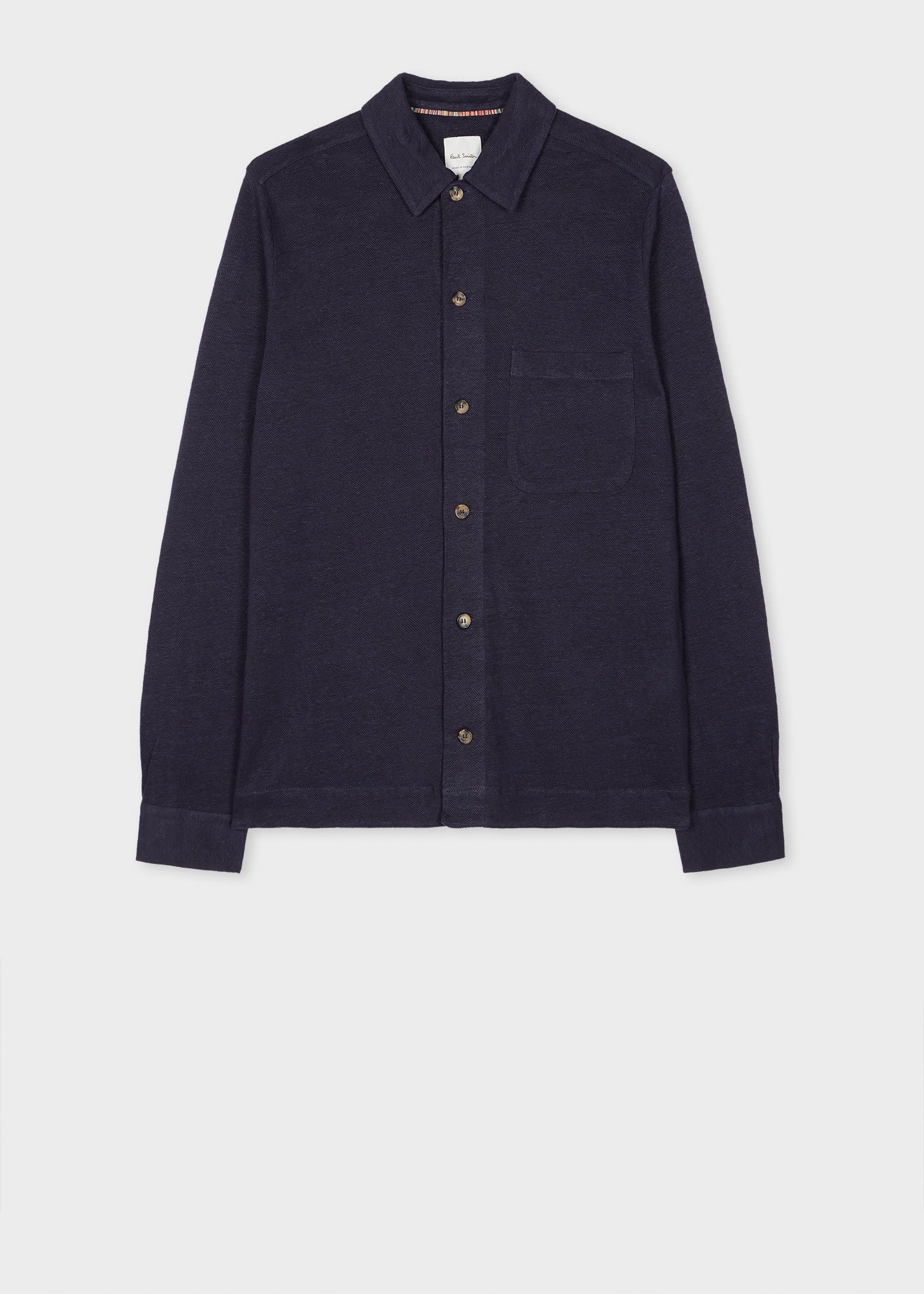 Paul Smith Navy Linen Piqué Shirt Blue