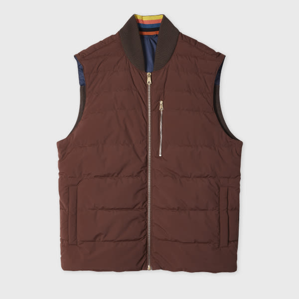 Paul Smith Brown Hybrid Down Gilet Red
