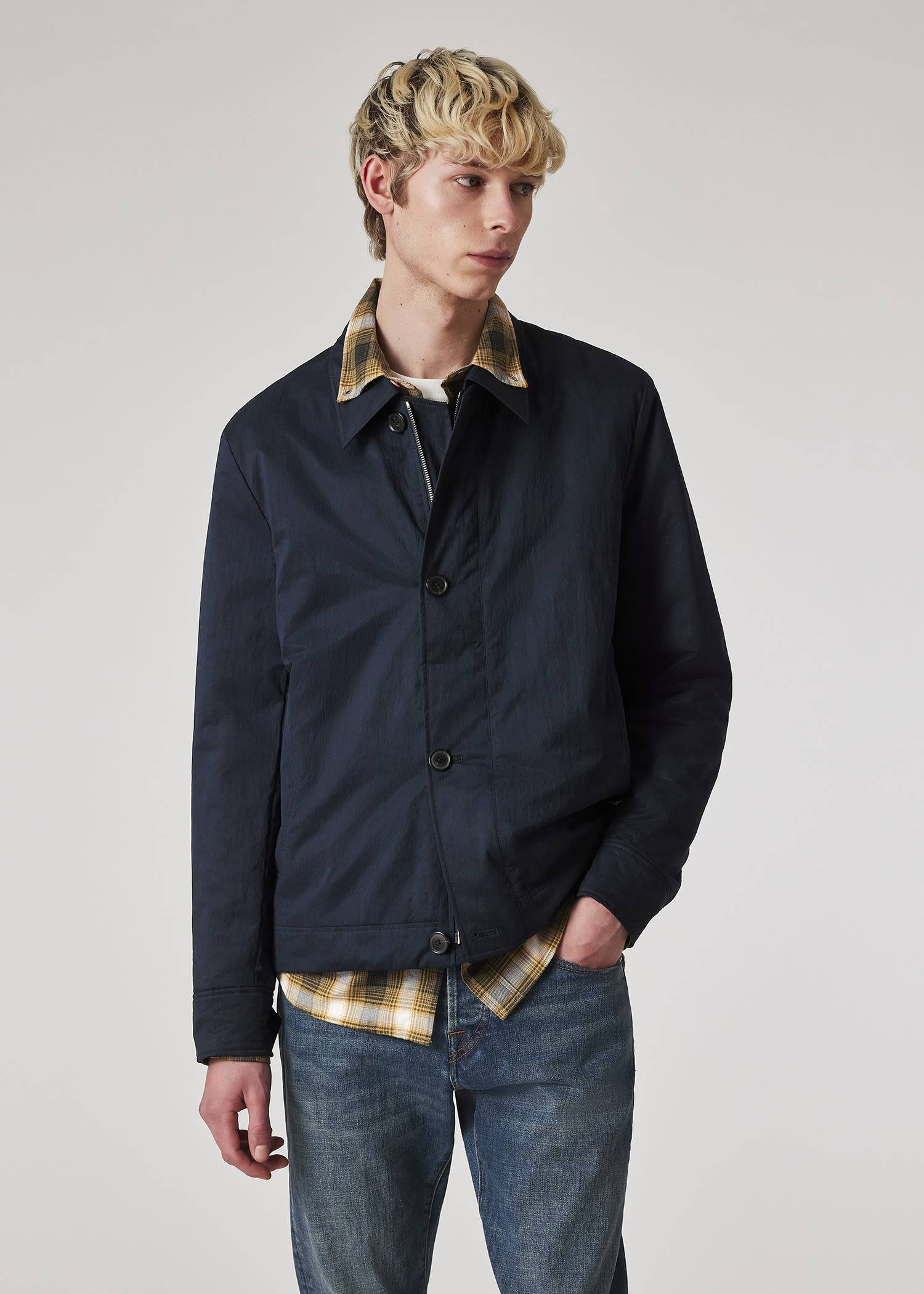 Paul Smith Navy Water Resistant Wadded Harrington Jacket Blue