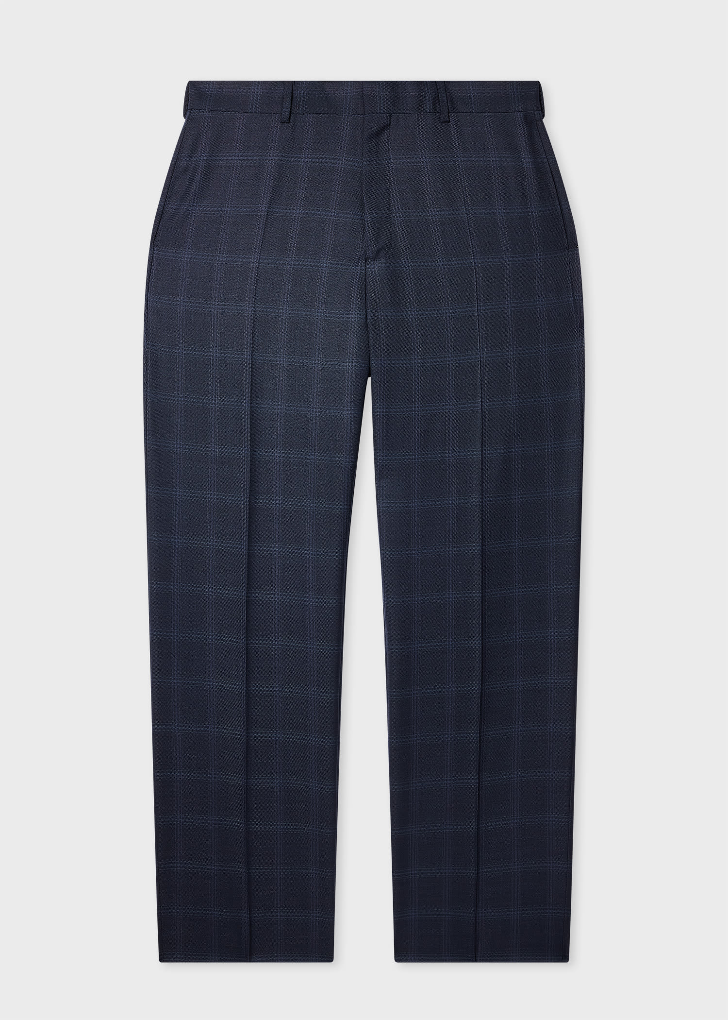 Paul Smith Straight-fit Navy Wool Check Trousers Blue In Blue