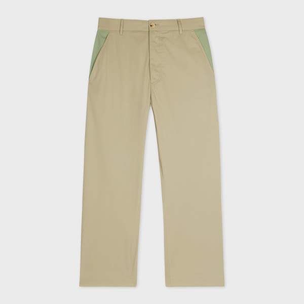 Paul Smith Light Khaki Double-face Elastic-back Chinos Green In Green
