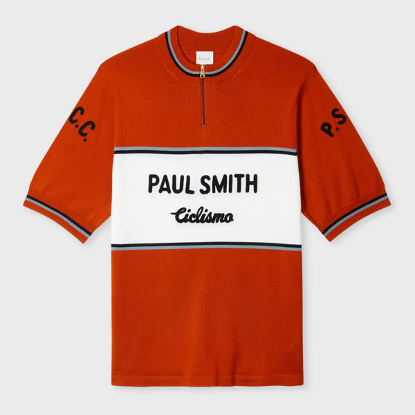 Paul Smith Burnt Orange Merino Wool Knitted Cycle Jersey In Orange