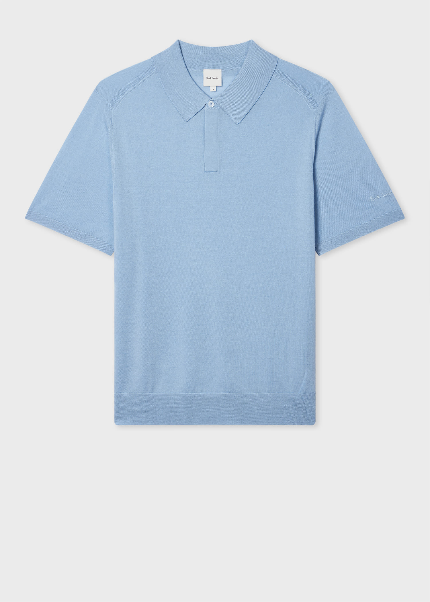 Paul Smith Light Blue Merino Wool Short Sleeve Polo Shirt In Blue