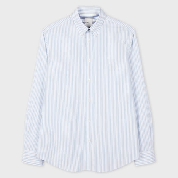 Paul Smith Classic-Fit Light Blue Mixed-Stripe Shirt