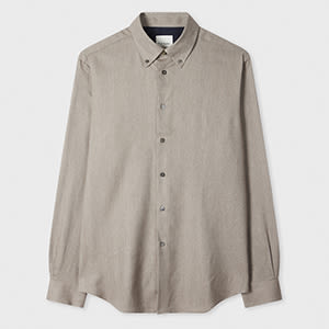 Paul Smith Oatmeal Cotton-Lyocell Flannel Shirt Brown