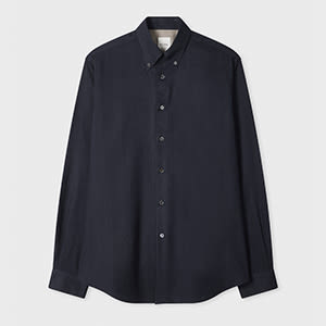 Paul Smith Navy Cotton-Lyocell Flannel Shirt Blue