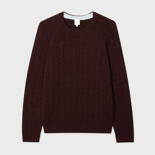 Paul Smith Dark Purple Alpaca-blend Cable Knit Sweater