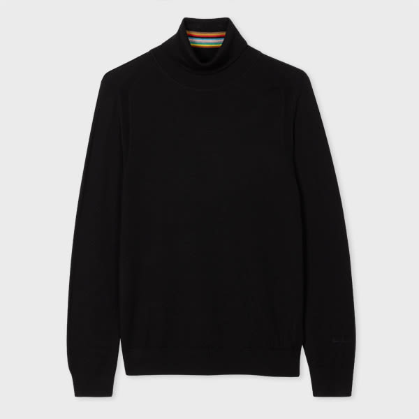 Paul Smith Black Merino Wool Roll Neck Sweater
