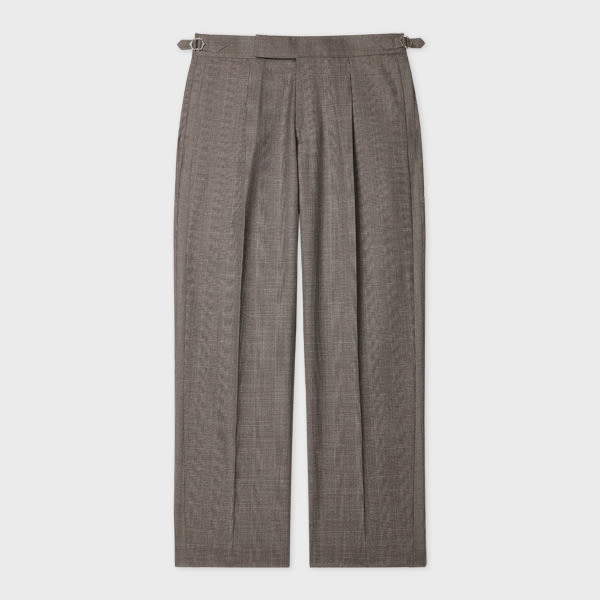 Paul Smith Brown Mix-up Check Wool Trousers In Gray