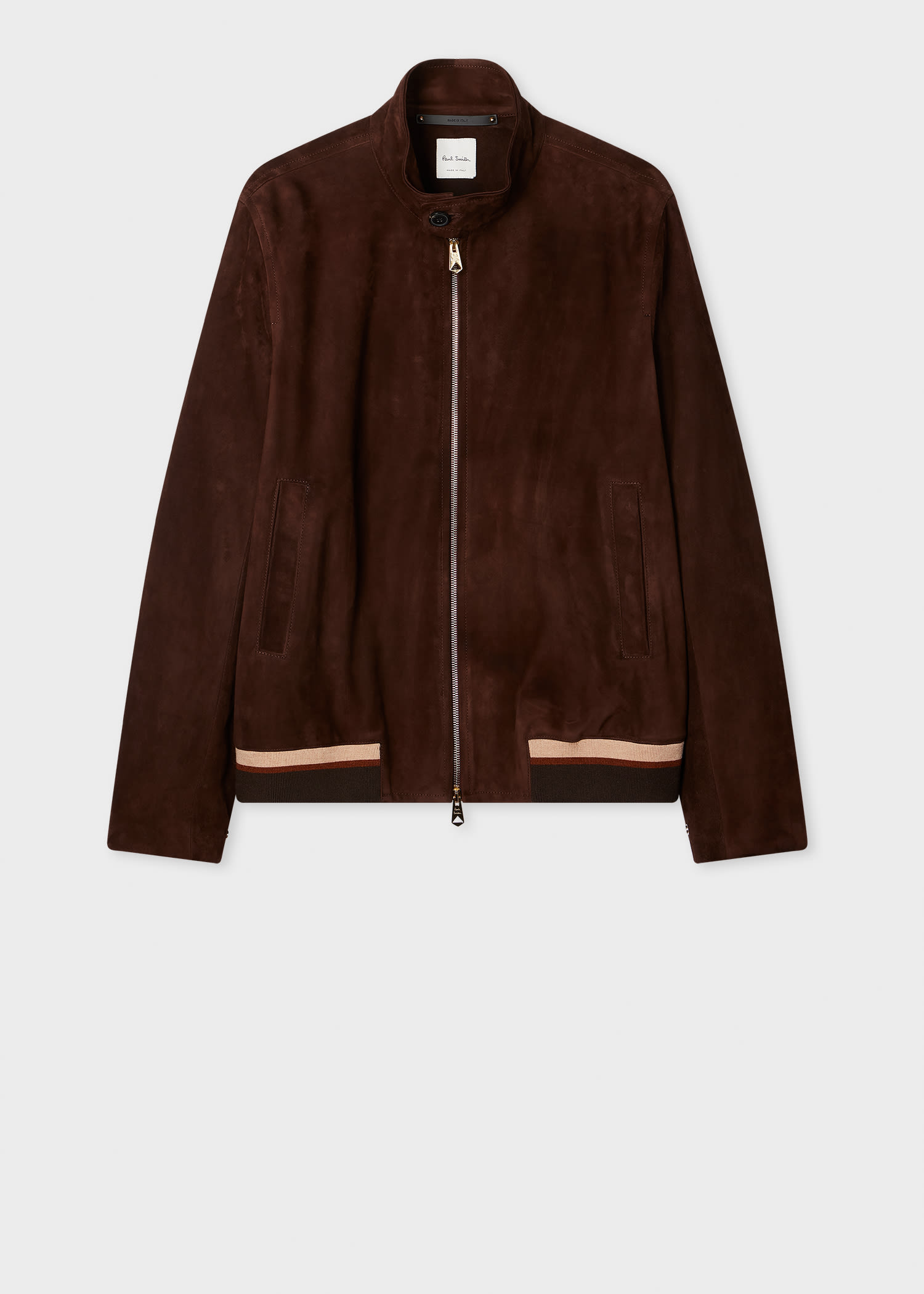 Paul Smith Brown Suede Funnel Neck Jacket Red In Brown