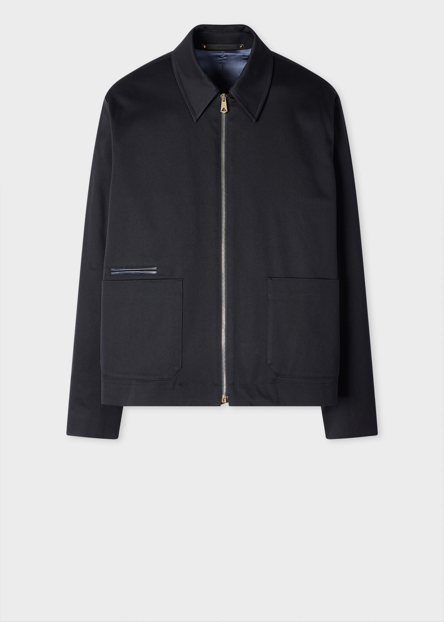 Paul Smith Navy Stretch Cotton-twill Short Zip Jacket Blue