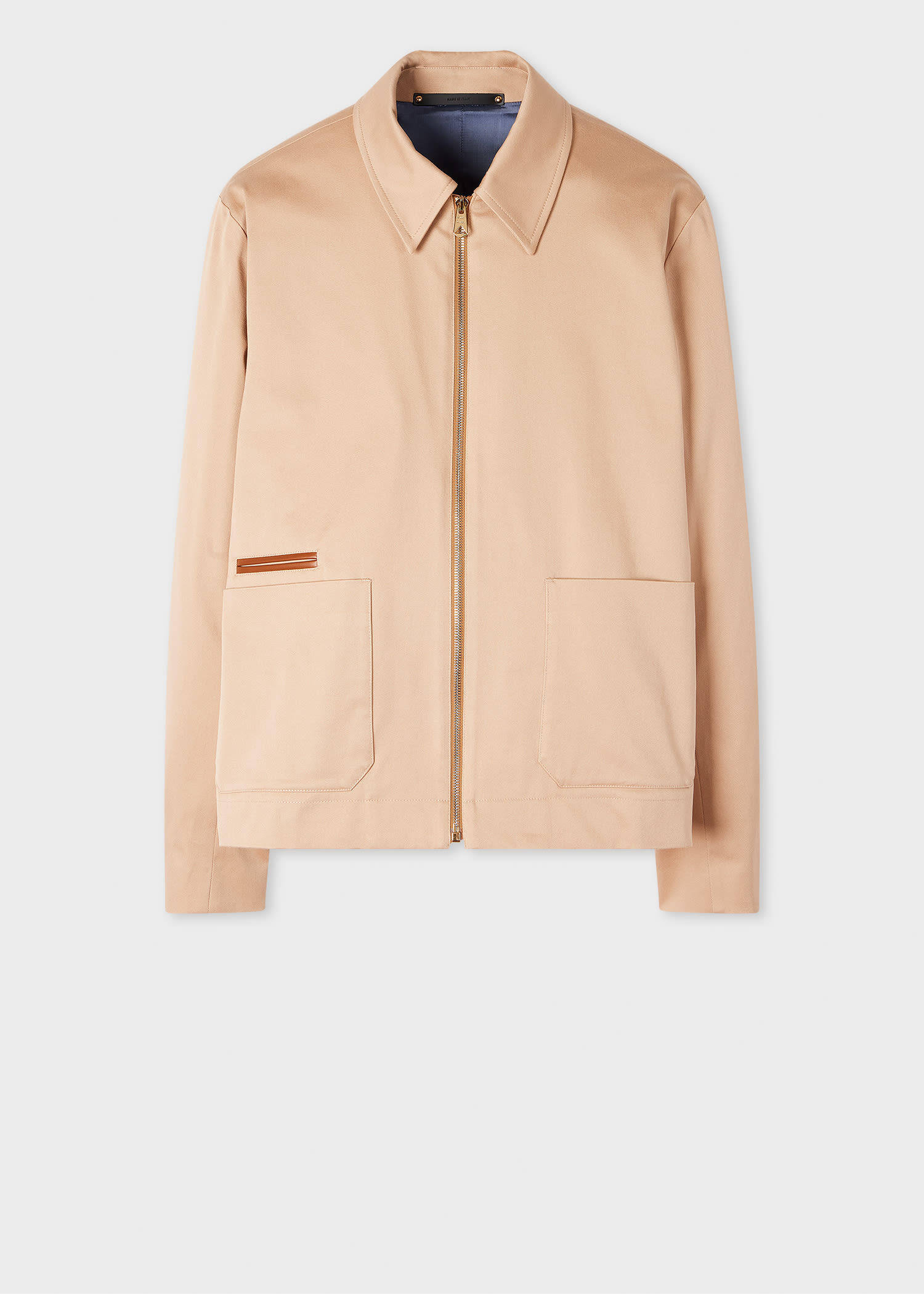 Paul Smith Tan Stretch Cotton-twill Short Zip Jacket Brown