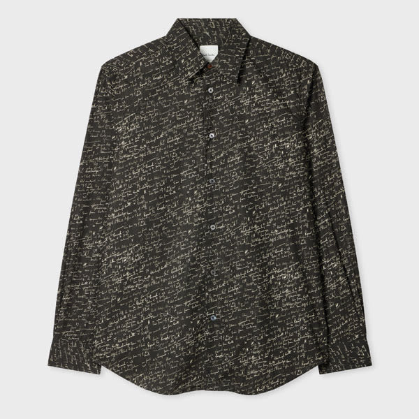 Paul Smith Black 'slide Notes' Print Shirt In Black