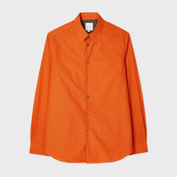 Paul Smith Rust Tiny Dot Print Cotton Shirt Red In Red