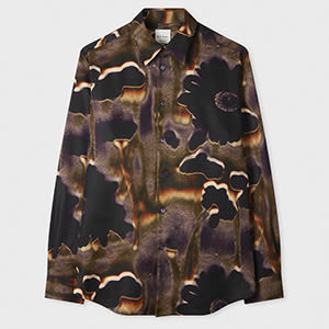 Paul Smith 'Field Flowers' Print Lyocell Shirt Purple