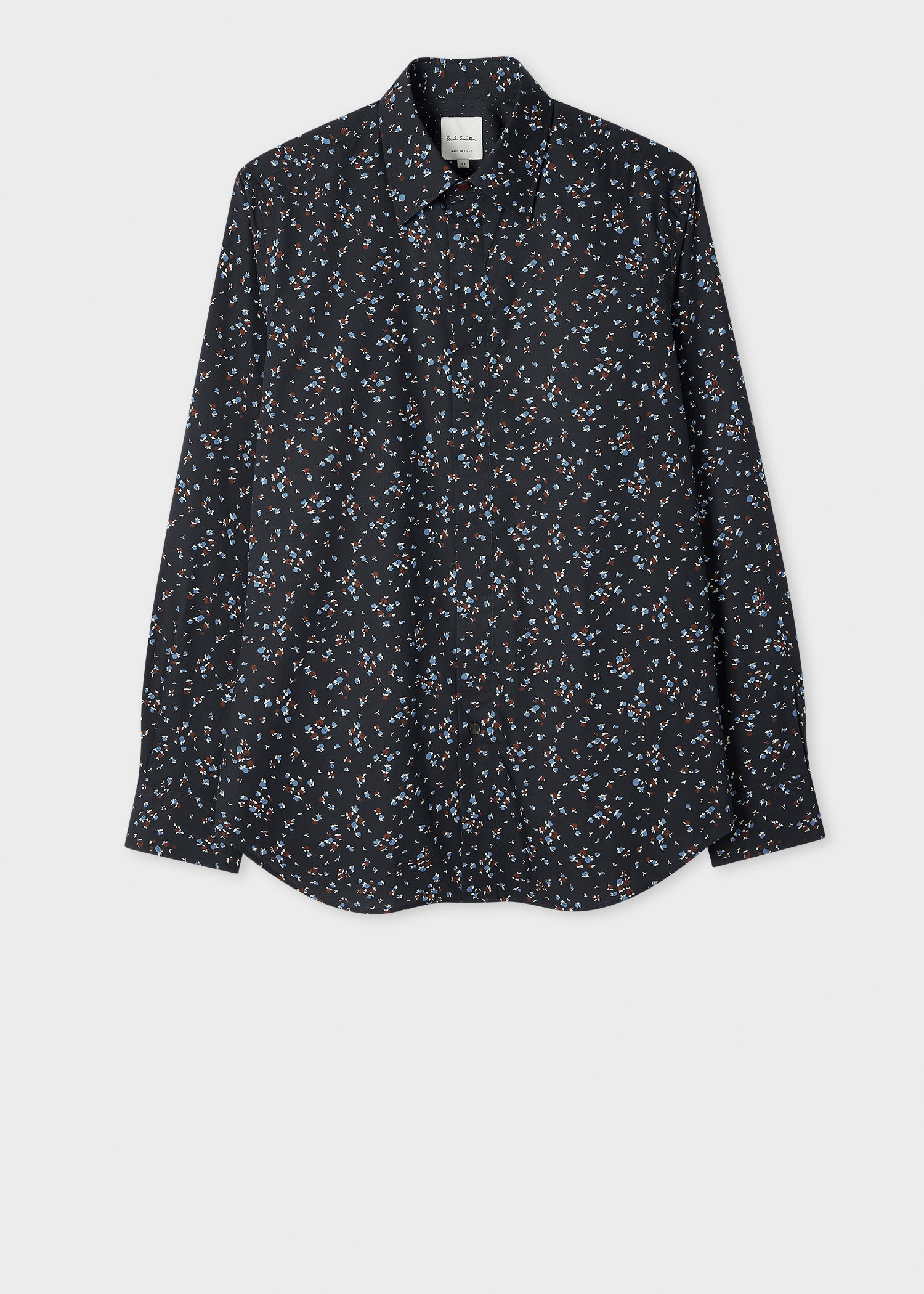 Paul Smith Tailored-Fit Navy Ditsy Floral Cotton Shirt Blue