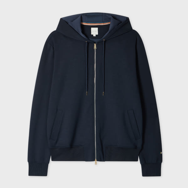 Paul Smith Navy Lyocell-Cotton Zip Hoodie Blue