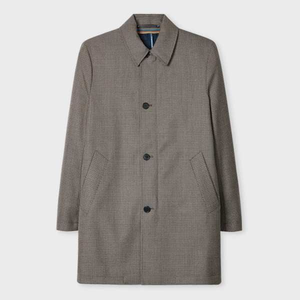 Paul Smith Grey Wool Check Overcoat In Gray
