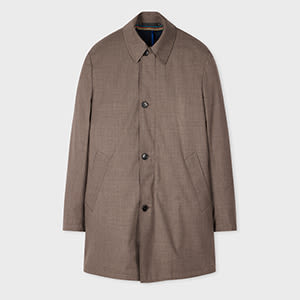 Paul Smith Brown Melange 'storm System' Wool Mac With Detachable Gilet In Brown
