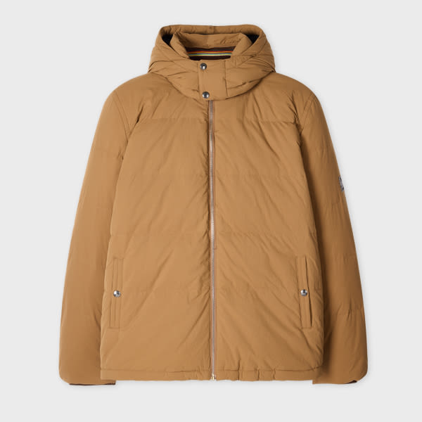 Paul Smith Tan Down Jacket With Detachable Hood Brown In Brown