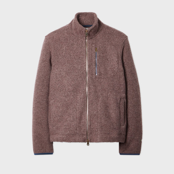 Paul Smith Lilac Wool-blend Zip Fleece Jacket Brown In Brown