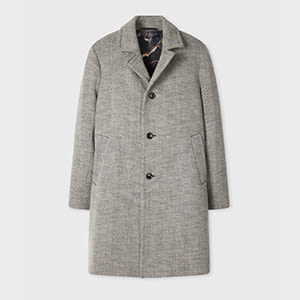 Paul Smith Grey Tumbled Herringbone Wool-blend Overcoat In Gray