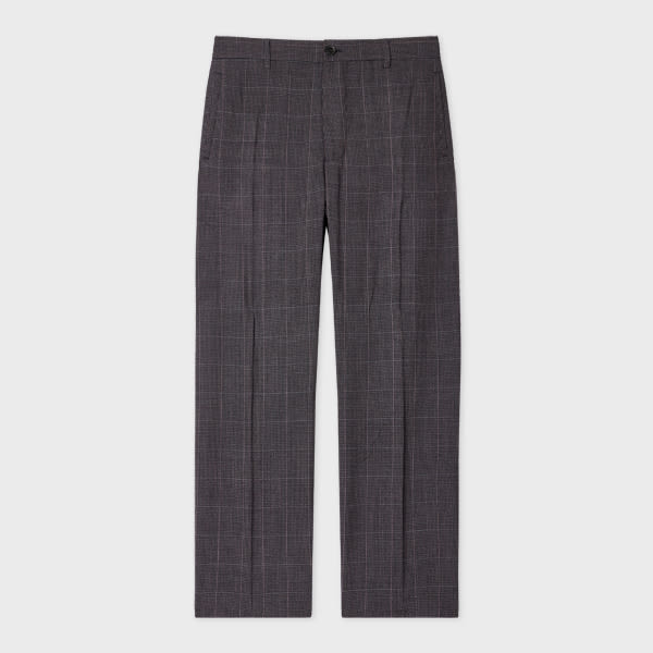 Paul Smith Mauve Check Stretch-wool Trousers Purple In Gray