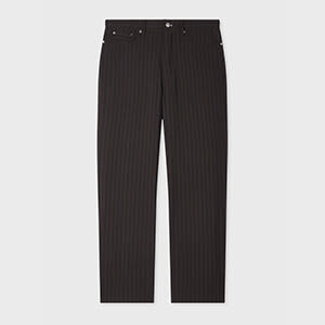 Paul Smith Brown Pinstripe Wool Five-pocket Trousers Red In Burgundy