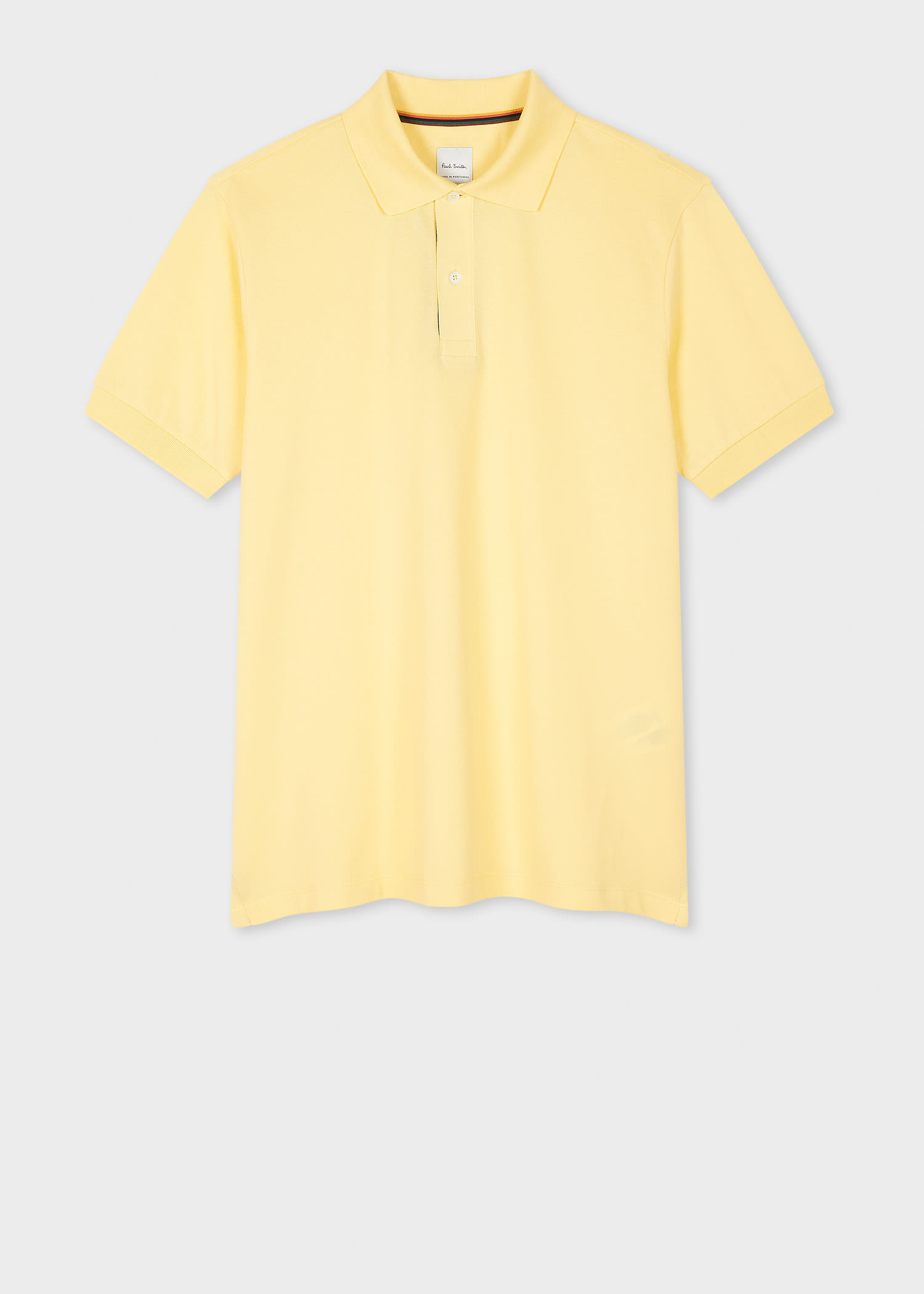 PAUL SMITH LIGHT YELLOW 'ARTIST STRIPE' PLACKET POLO SHIRT
