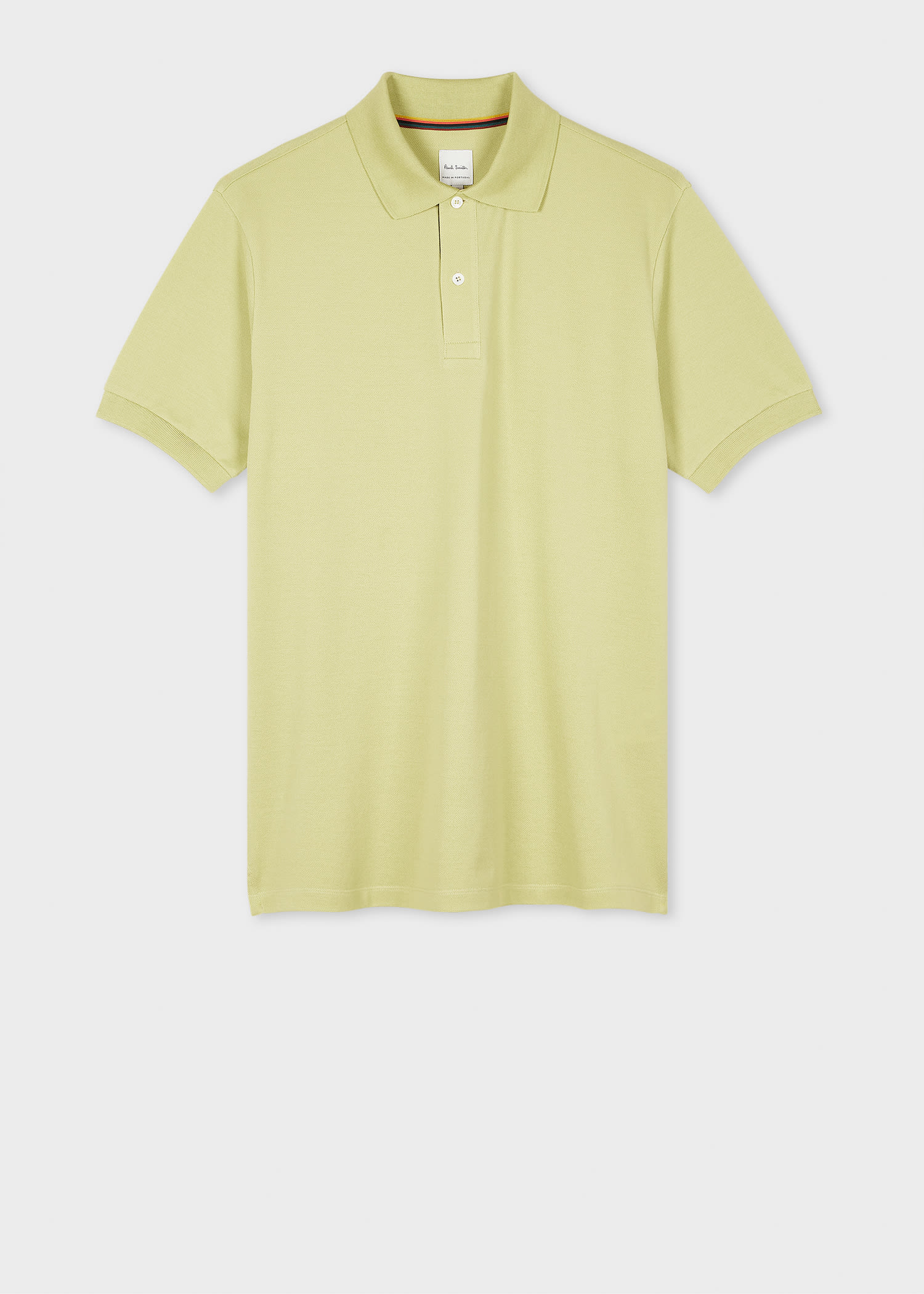 PAUL SMITH LIME GREEN 'ARTIST STRIPE' PLACKET POLO SHIRT
