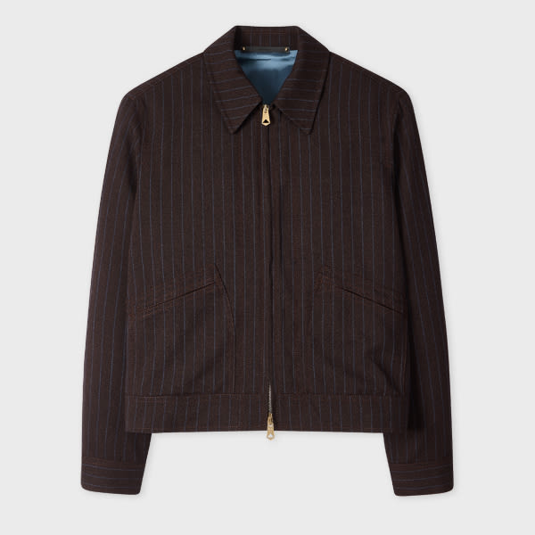 Paul Smith Slim-fit Brown Pinstripe Wool Jacket In Burgundy