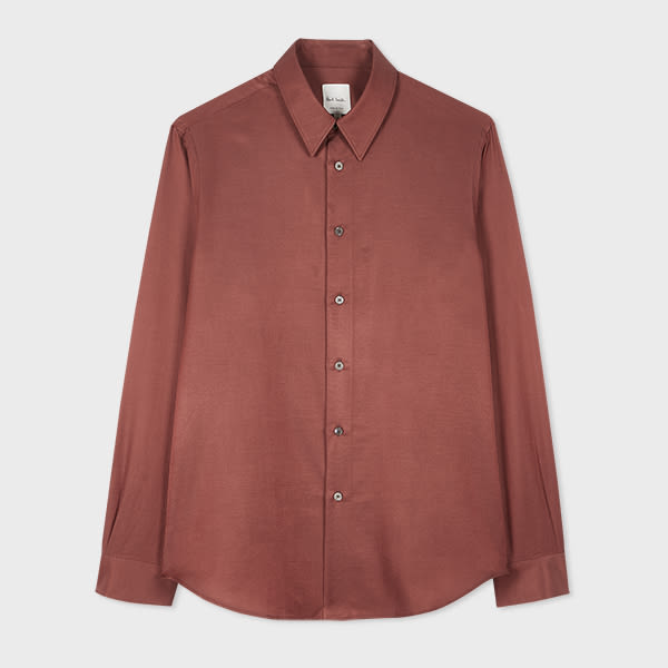 Paul Smith Brown Cotton-Viscose Blend Long Sleeve Shirt