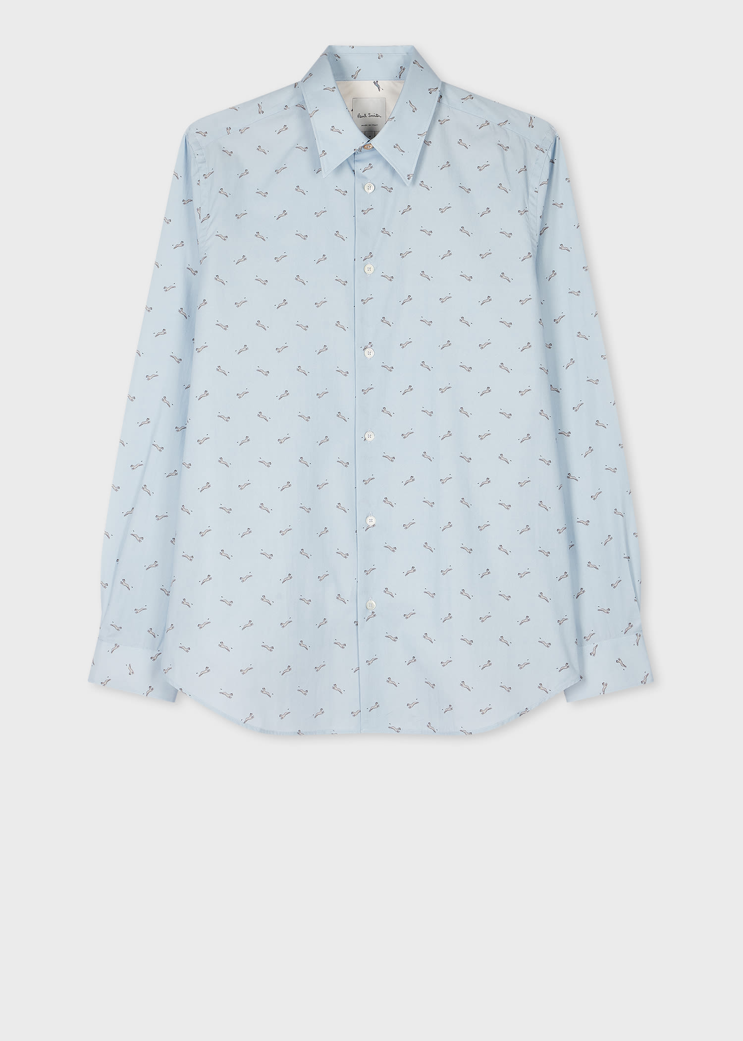 Paul Smith Light Blue Organic Cotton 'Leopard' Long-Sleeve Shirt